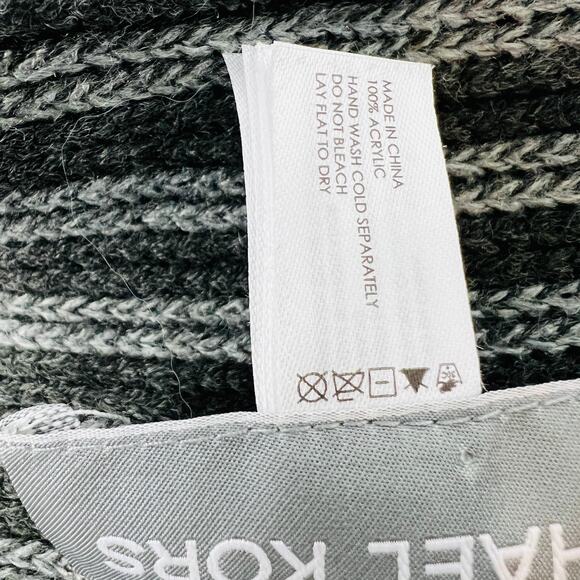 NEW! Michael Kors Skinny Knit Scarf Casual Winter Charcoal Gray OSFA - Picture 3 of 4